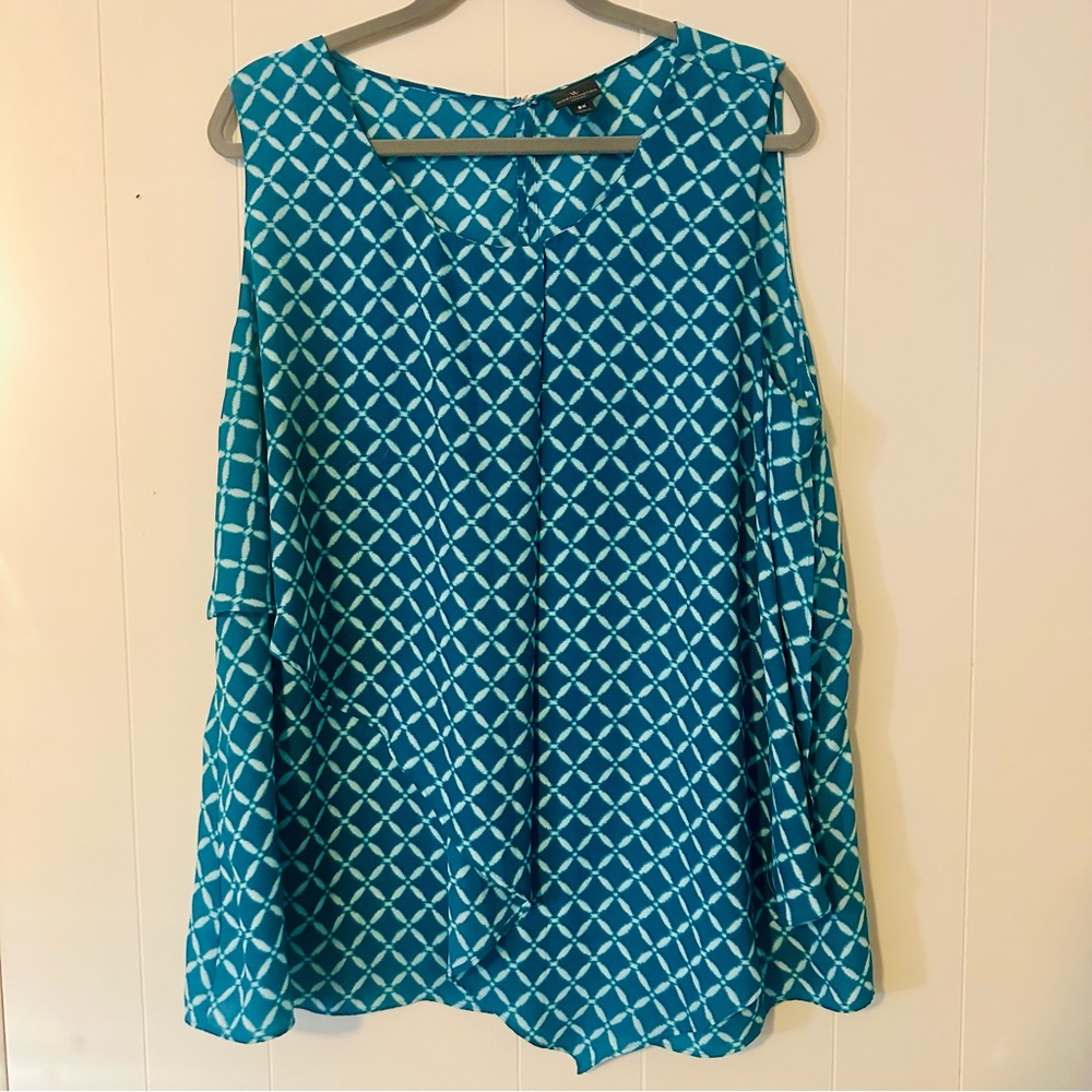 Worthington Woman Plus Size Blue Sleeveless Top 2X